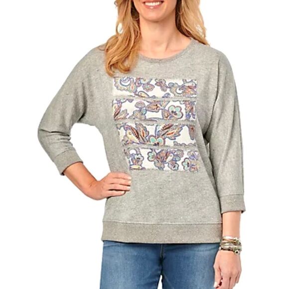 Democracy Patchwork Sweatshirt Dolman Sleeve - Picture 1 of 7